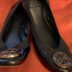 Tory Burch Ballet Flats Caroline Black Patent Sz 9